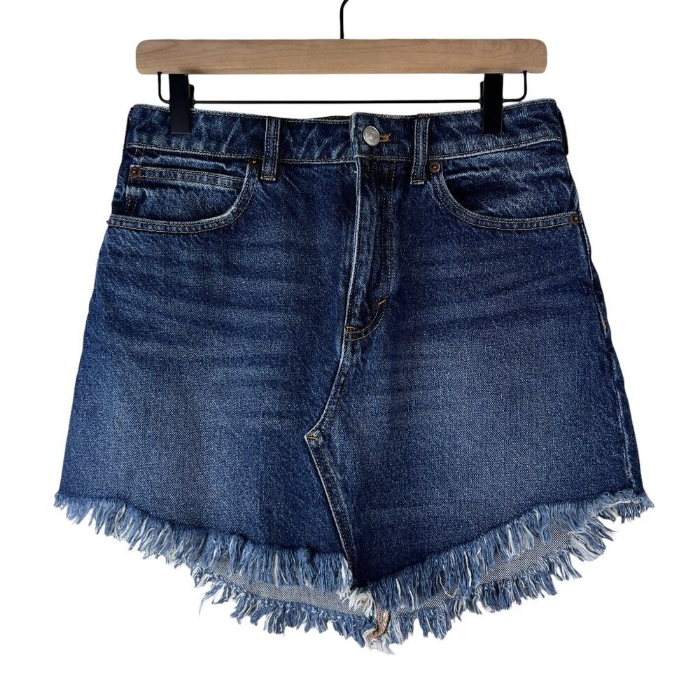 Free People Bailey Raw Hem Asymmetrical Denim Mini Skirt